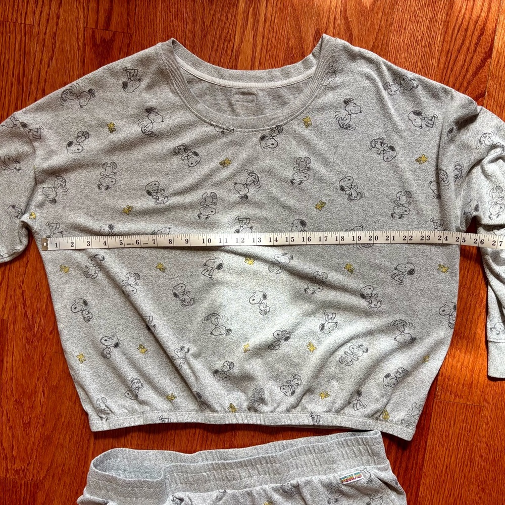 Peanuts- Gray Pajama sweatshirt & pants Set women’s, size XL - Picture 10 of 13